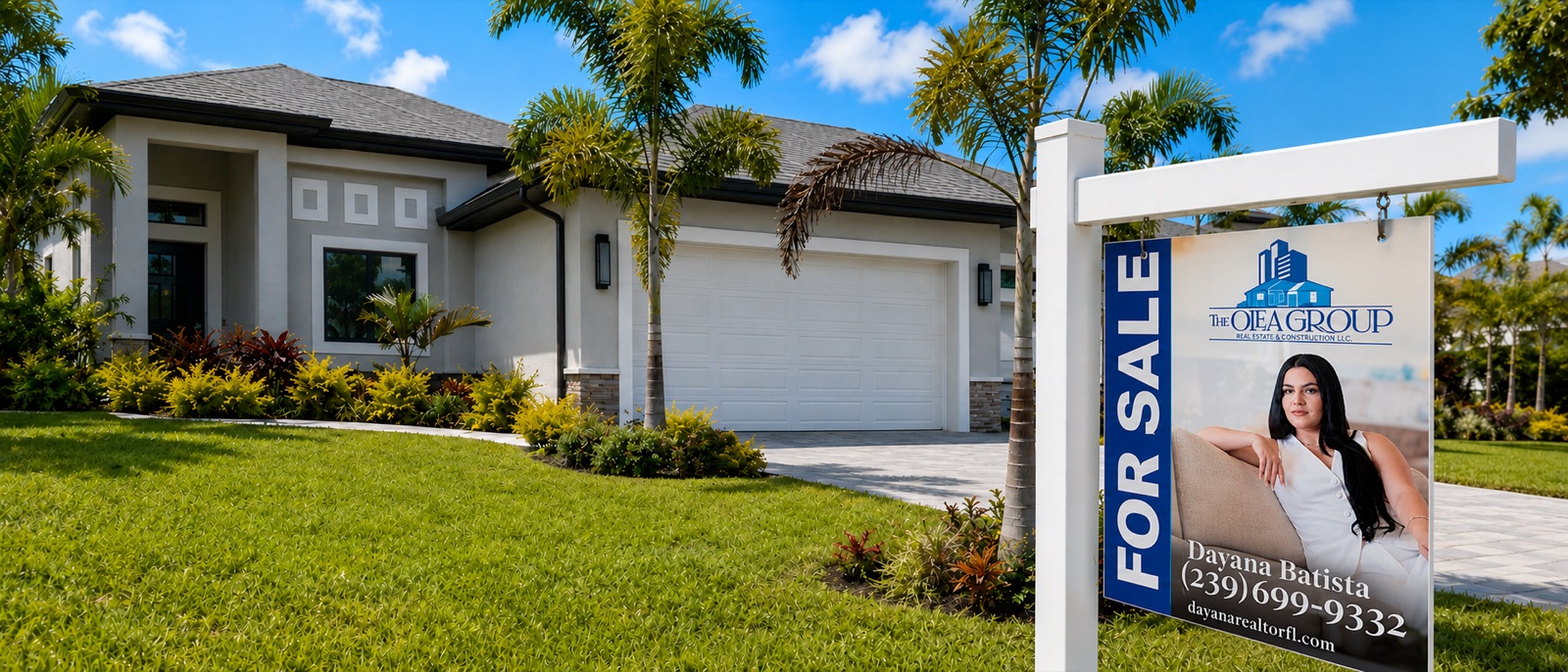 Dayana Batista FOR SALE sign in front of a Cape Coral home